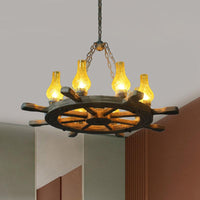 8 Lights Chandelier Lighting Coastal Corridor Wood Rudder Pendant Light Kit - Rebooters