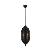 3-Light Hanging Light Kit Arab Etched Metal Chandelier Black - Rebooters