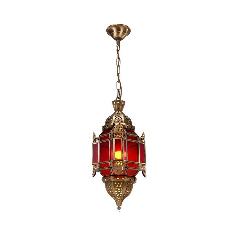 Lantern Restaurant Pendant Lighting Traditional Red Glass Chandelier - Rebooters