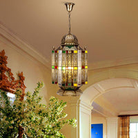 4 Bulbs Metallic Pendant Chandelier Rustic Brass Lantern Shade - Rebooters