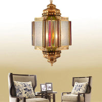4 Lights Ceiling Chandelier Classic Porch Hanging Lamp in Brass - Rebooters