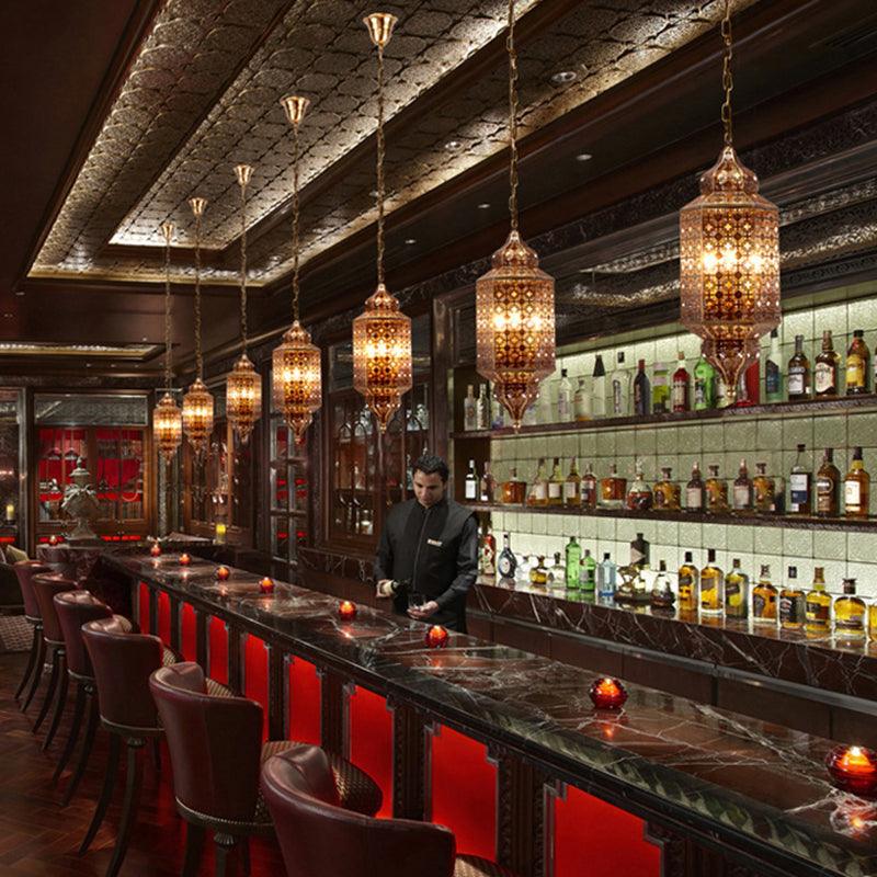 Arab Hexagonal Chandelier Light 3-Bulb Pendant in Brass - Rebooters