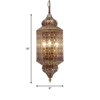 Arab Hexagonal Chandelier Light 3-Bulb Pendant in Brass - Rebooters