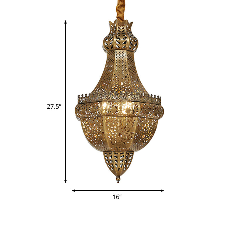 3-Light Chandelier Lighting Rustic Bedroom Pendant Brass - Rebooters