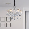 Silver 6/8 Lights Chandelier Light Traditional Clear Ribbed Glass Flower Pendant Lamp - Rebooters