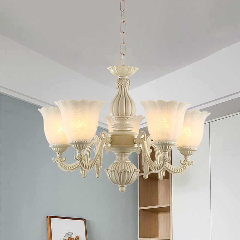 Milk Glass Blossom Chandelier Traditional 3/5/8 Heads Light - Rebooters
