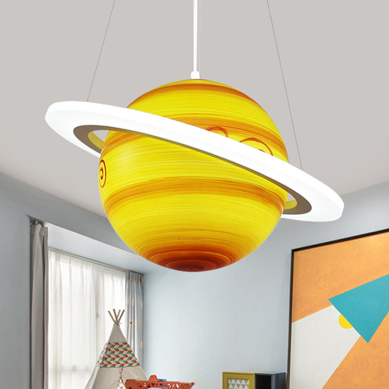 Kids 1 Bulb Suspension Light Yellow-Brown Globe Chandelier - Rebooters