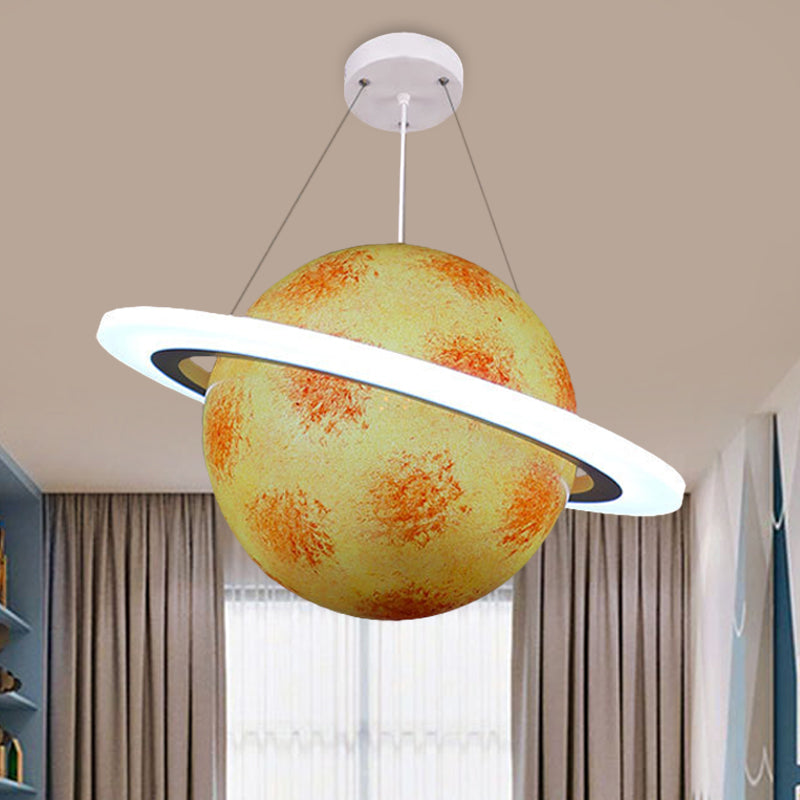 Kids 1 Bulb Suspension Light Yellow-Brown Globe Chandelier - Rebooters