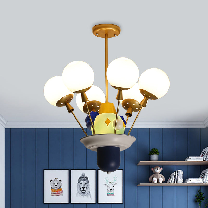 Clown And Balloon Chandelier Kids White Blue Pink Yellow Light - Rebooters