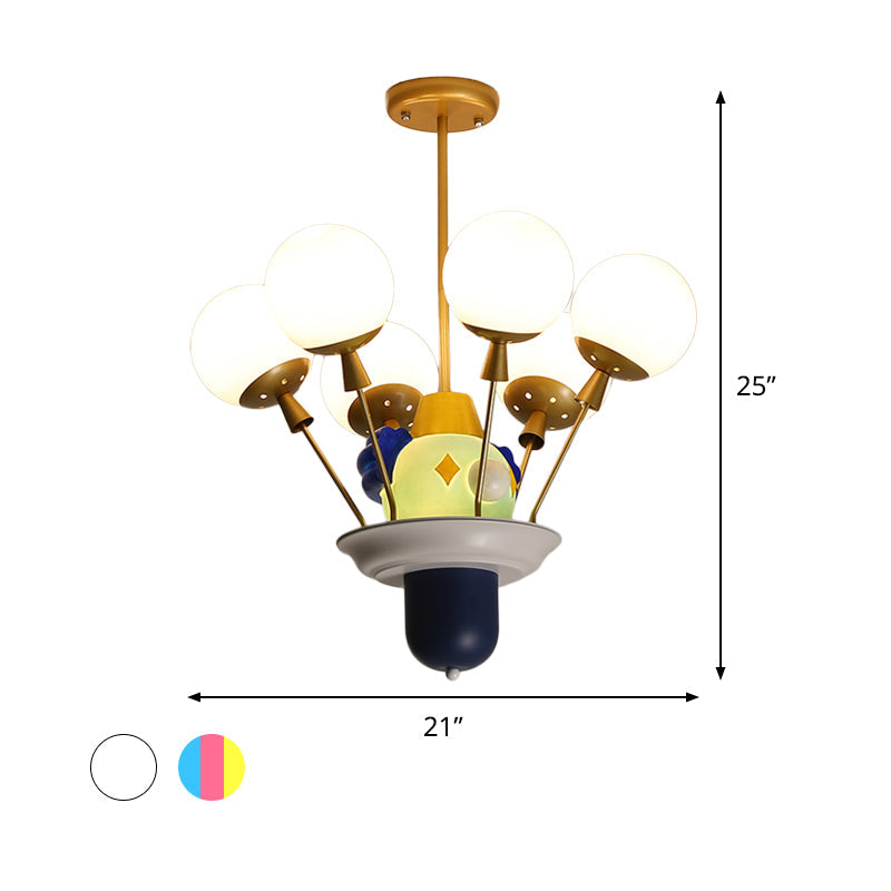 Clown And Balloon Chandelier Kids White Blue Pink Yellow Light - Rebooters
