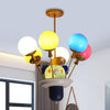 Clown And Balloon Chandelier Kids White Blue Pink Yellow Light - Rebooters