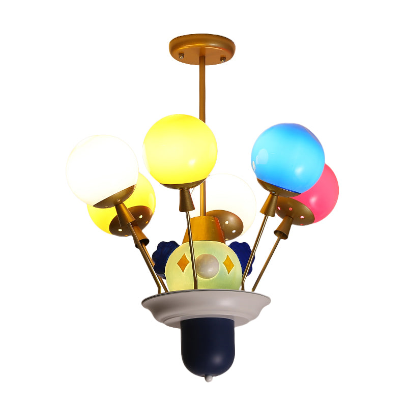 Clown And Balloon Chandelier Kids White Blue Pink Yellow Light - Rebooters