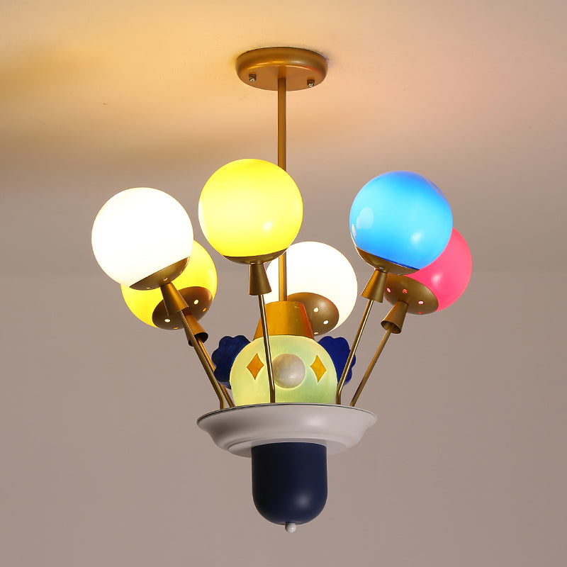 Clown And Balloon Chandelier Kids White Blue Pink Yellow Light - Rebooters