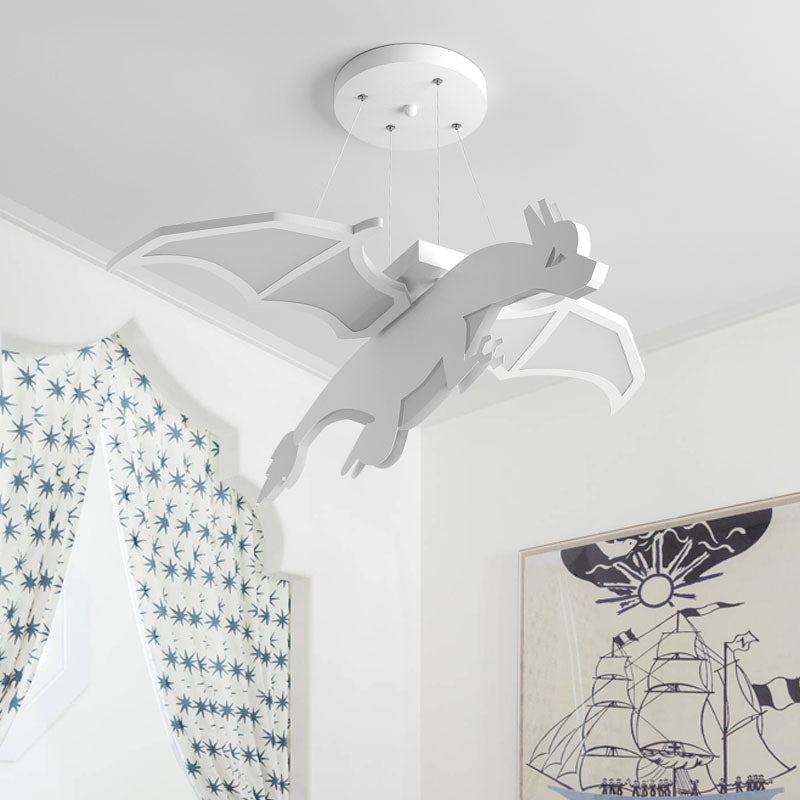Iron Winged Dinosaur Suspension Light Kid White LED Chandelier - Rebooters