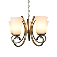3 Lights Curving Hanging Lamp Vintage Brass Frosted Glass Chandelier Pendant Light - Rebooters
