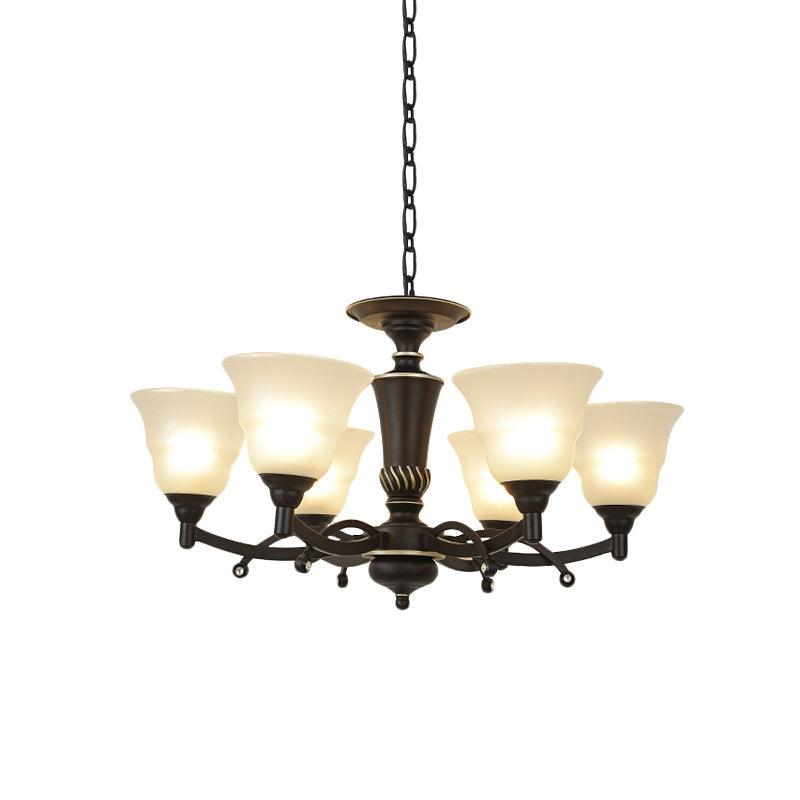 6/8 Bulbs Chandelier Lighting Bell Frosted Glass Fixture Black - Rebooters