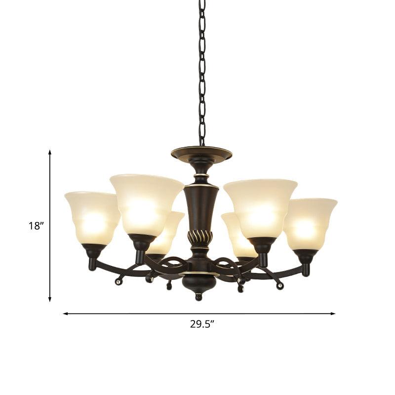 6/8 Bulbs Chandelier Lighting Bell Frosted Glass Fixture Black - Rebooters