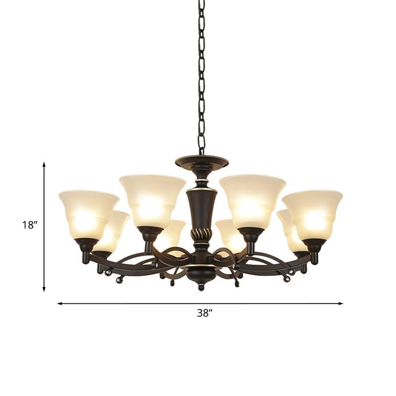 6/8 Bulbs Chandelier Lighting Bell Frosted Glass Fixture Black - Rebooters