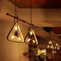 3 Heads Triangle Chandelier Lamp with Wire Frame Vintage Style - Rebooters