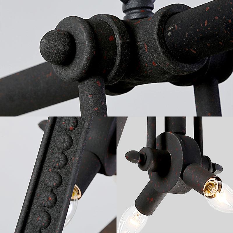 3 Heads Triangle Chandelier Lamp with Wire Frame Vintage Style - Rebooters