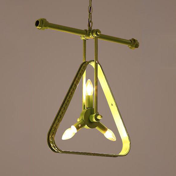 3 Heads Triangle Chandelier Lamp with Wire Frame Vintage Style - Rebooters