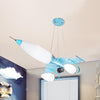 Cartoon Plane Hanging Chandelier Metallic LED Blue Light - Rebooters