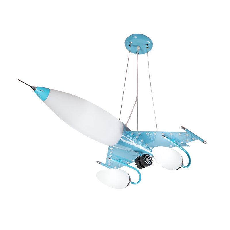 Cartoon Plane Hanging Chandelier Metallic LED Blue Light - Rebooters