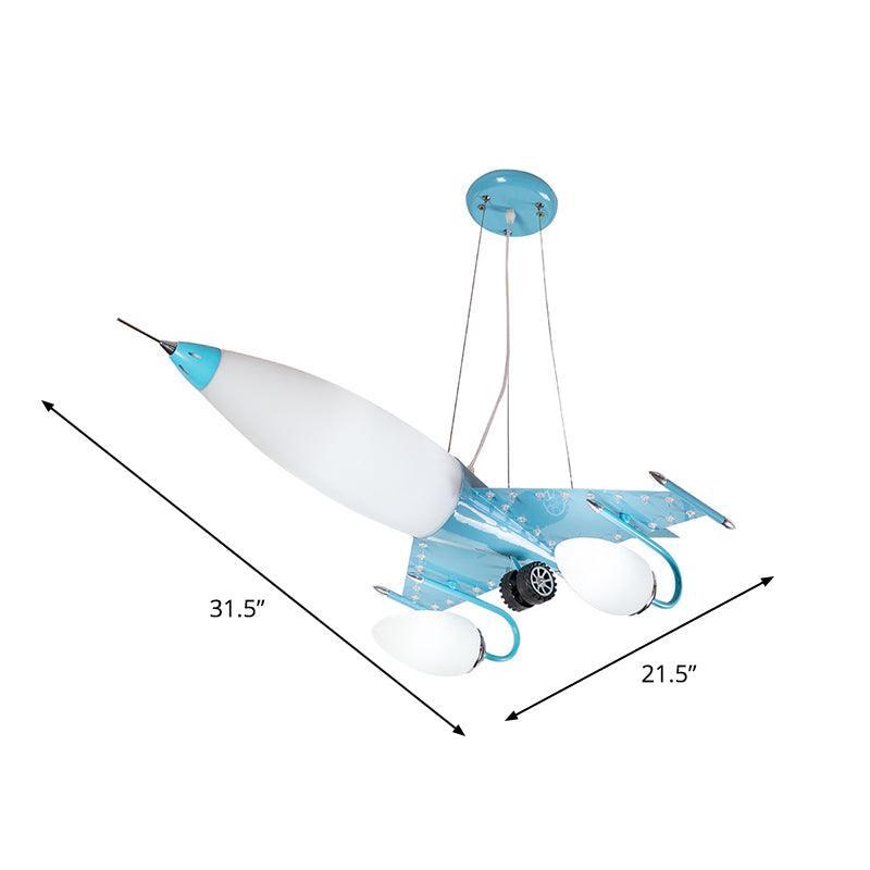 Cartoon Plane Hanging Chandelier Metallic LED Blue Light - Rebooters