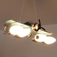 Cream Glass Bullet Chandelier Lamp Aircraft Design Cartoon Green - Rebooters