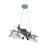 Cream Glass Bullet Chandelier Lamp Aircraft Design Cartoon Green - Rebooters