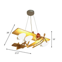 Aircraft Kids Bedroom Pendant Lighting Wood 4-Head Chandelier - Rebooters