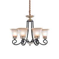 6/8 Heads Frosted Glass Chandelier Classic Black Flared Pendant Light - Rebooters