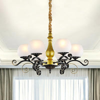 6 Lights Hanging Lighting Antique Scrolled Arm Chandelier Lamp - Rebooters