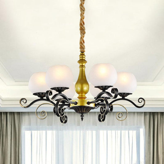 6 Lights Hanging Lighting Antique Scrolled Arm Chandelier Lamp - Rebooters