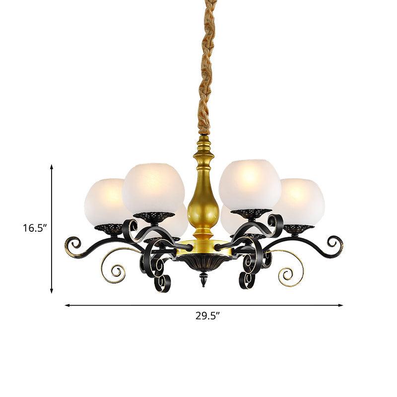 6 Lights Hanging Lighting Antique Scrolled Arm Chandelier Lamp - Rebooters