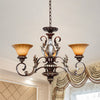 Traditionalist Bell Pendant Light 3 Lights Amber Glass Chandelier - Rebooters