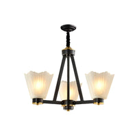 3-Bulb Tapered Chandelier Light Vintage Black Frosted Glass - Rebooters