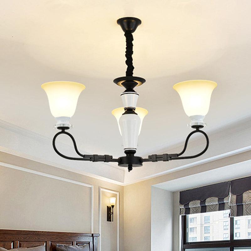 3/6 Heads Pendant Chandelier Retro Bedroom Hanging Light Black - Rebooters