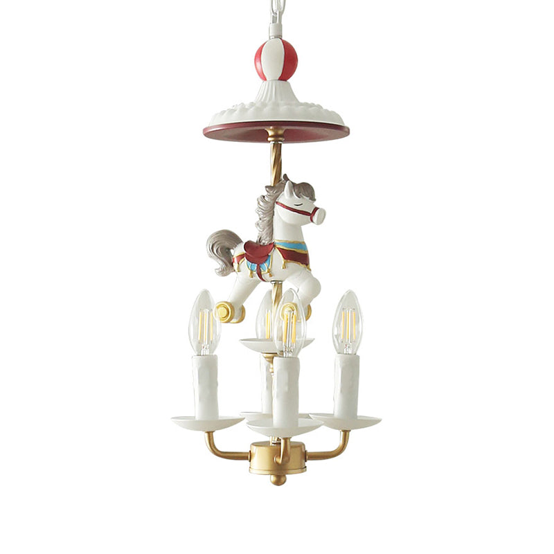 Kids Style Candle Chandelier Metal 4-Light Lamp White - Rebooters