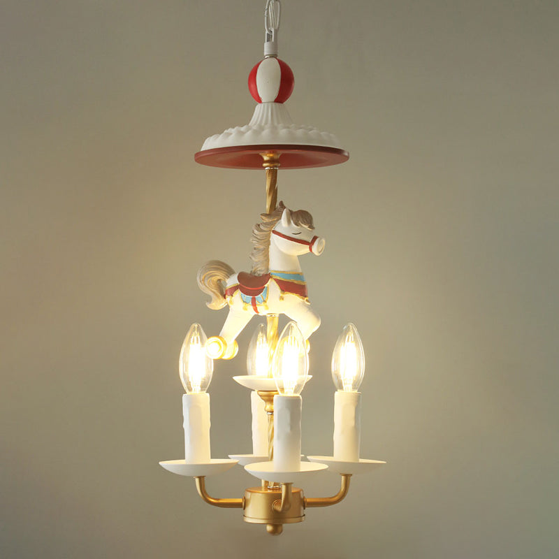 Kids Style Candle Chandelier Metal 4-Light Lamp White - Rebooters