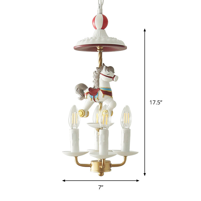 Kids Style Candle Chandelier Metal 4-Light Lamp White - Rebooters