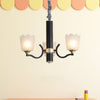 Scalloped Cup Shape Living Room Pendant Black Ceiling Chandelier - Rebooters