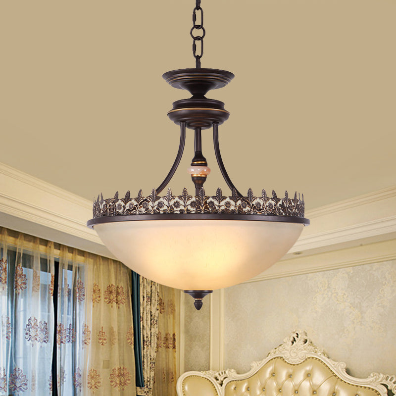 Bowl Bedroom Pendant Chandelier Rural Frosted Glass Light - Rebooters
