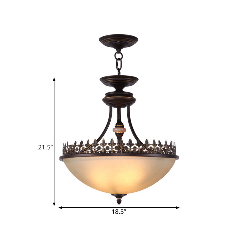 Bowl Bedroom Pendant Chandelier Rural Frosted Glass Light - Rebooters