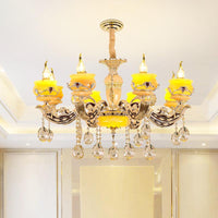 6/8 Lights Jade Ceiling Chandelier Antique Gold Candelabra Pendant - Rebooters