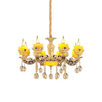 6/8 Lights Jade Ceiling Chandelier Antique Gold Candelabra Pendant - Rebooters