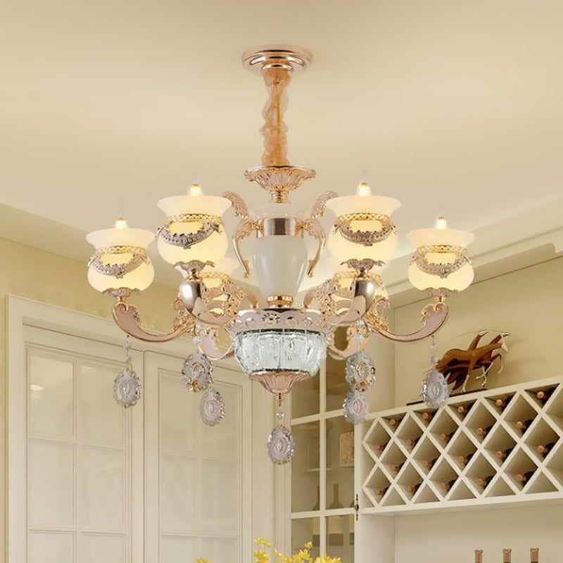 Clear Glass Candle Chandelier Traditional 6/8 Heads Gold Light - Rebooters