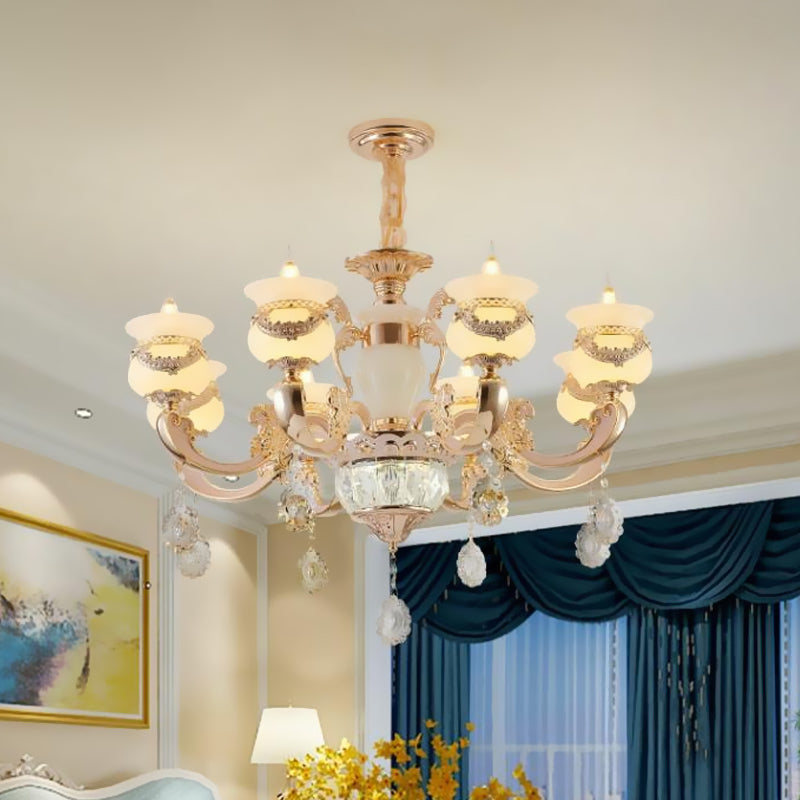 Clear Glass Candle Chandelier Traditional 6/8 Heads Gold Light - Rebooters