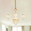 Blossom Bedroom Chandelier Lamp Traditional Clear Crystal Glass 3/6-Head Gold Pendant - Rebooters