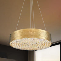 6-Bulb Drum Chandelier Light Postmodern Gold K9 Crystal Pendant - Rebooters